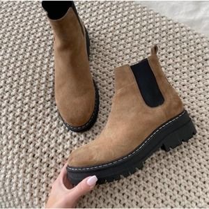 NEW Marc Fisher Women Padmia Chelsea Platform Camel Suede Ankle Boots Si…